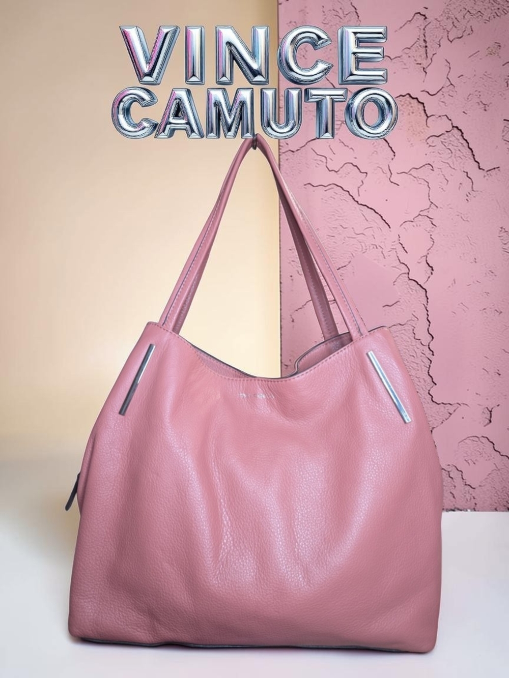 Vince Camuto Pink Leather Shoulder Tote EUC